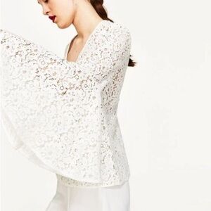 Zara Lace Bell Sleeve Blouse S